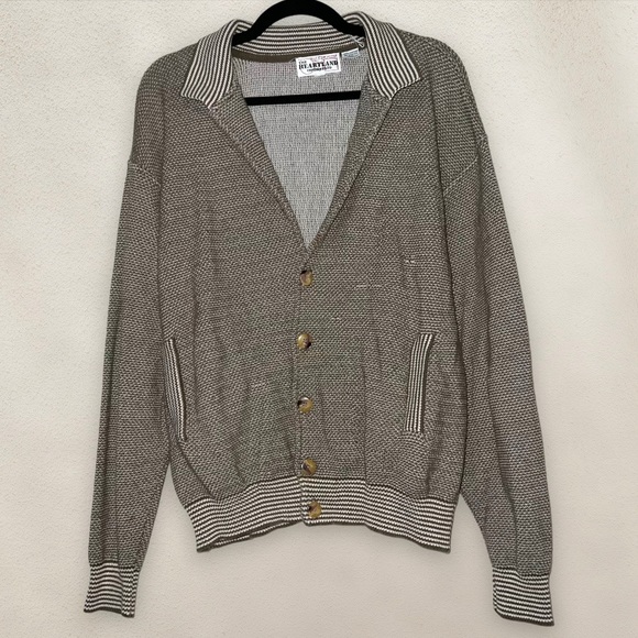 Vintage Knit Cardigan Grandpa Sweater The Heartland Company Ltd. Size Large - Picture 1 of 7